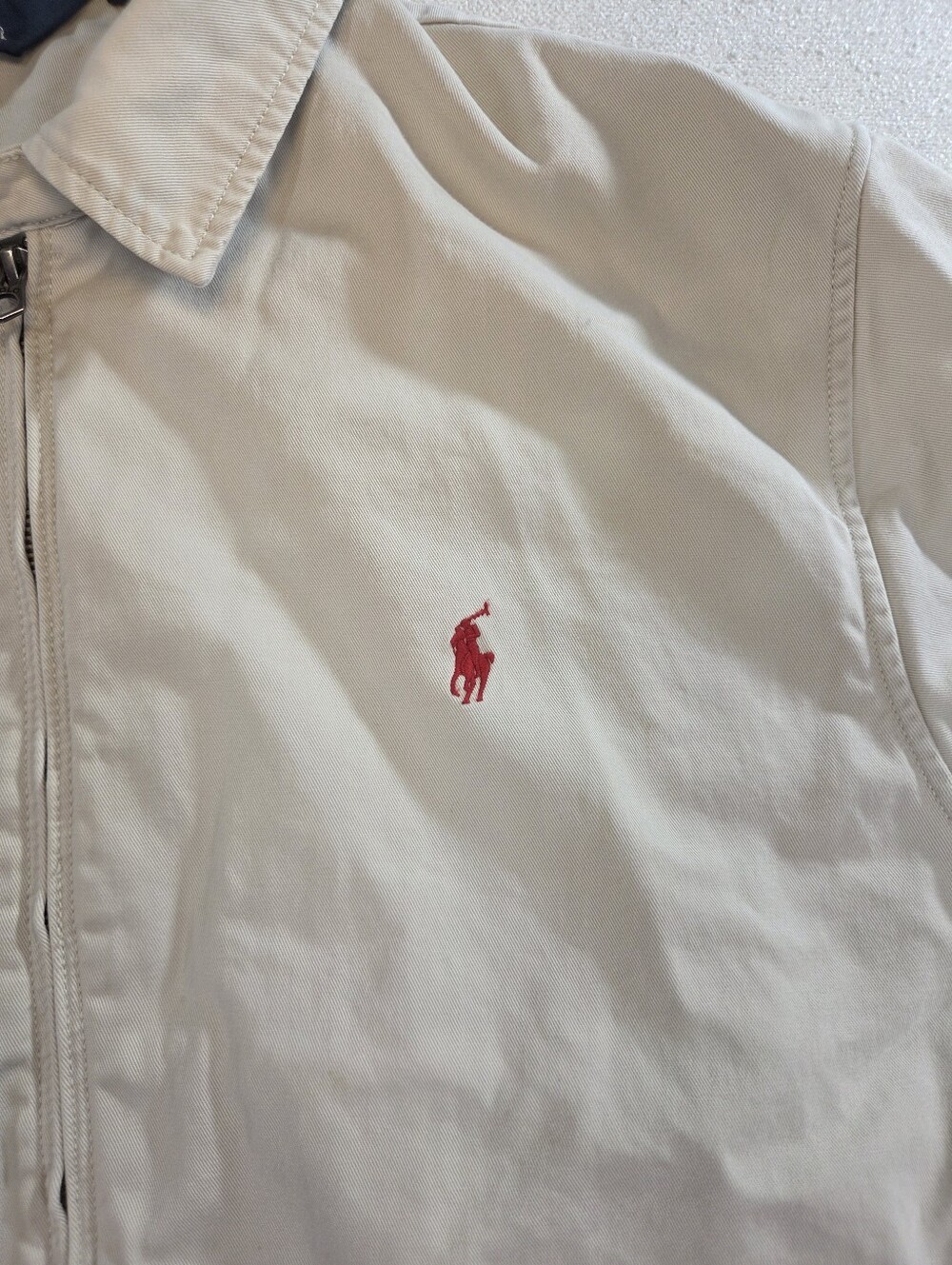Polo Ralph Lauren Harrington Jacket XXL Beige Tan Red Pony Full Zip 100% Cotton - Picture 3 of 9